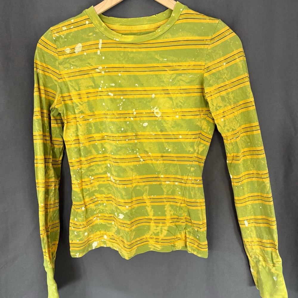 Distressed Skull & Roses Striped Long Sleeve Top